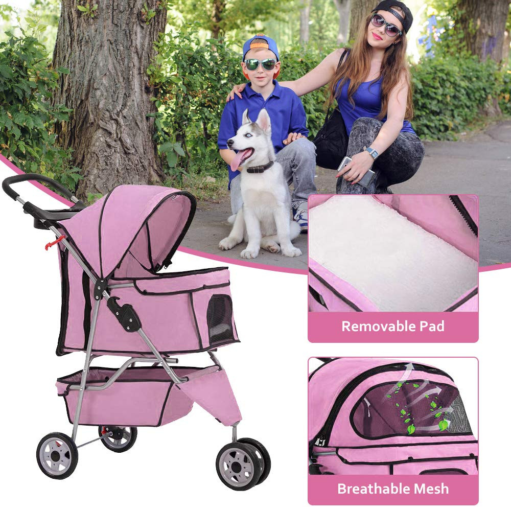 Pet Stroller for Small Medium Dogs & Cats,Folding Dog Stroller Carrier Strolling