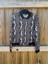 Lularoe Elegant Snakeskin Knit Bomber Jacket, Women's Size Large