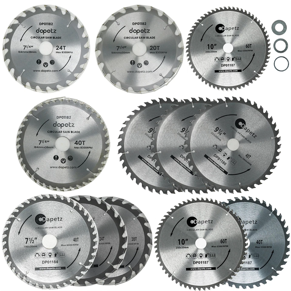 TCT Circular Wood Saw Blades 150mm to 300mm fits Bosch Dewalt Festool etc