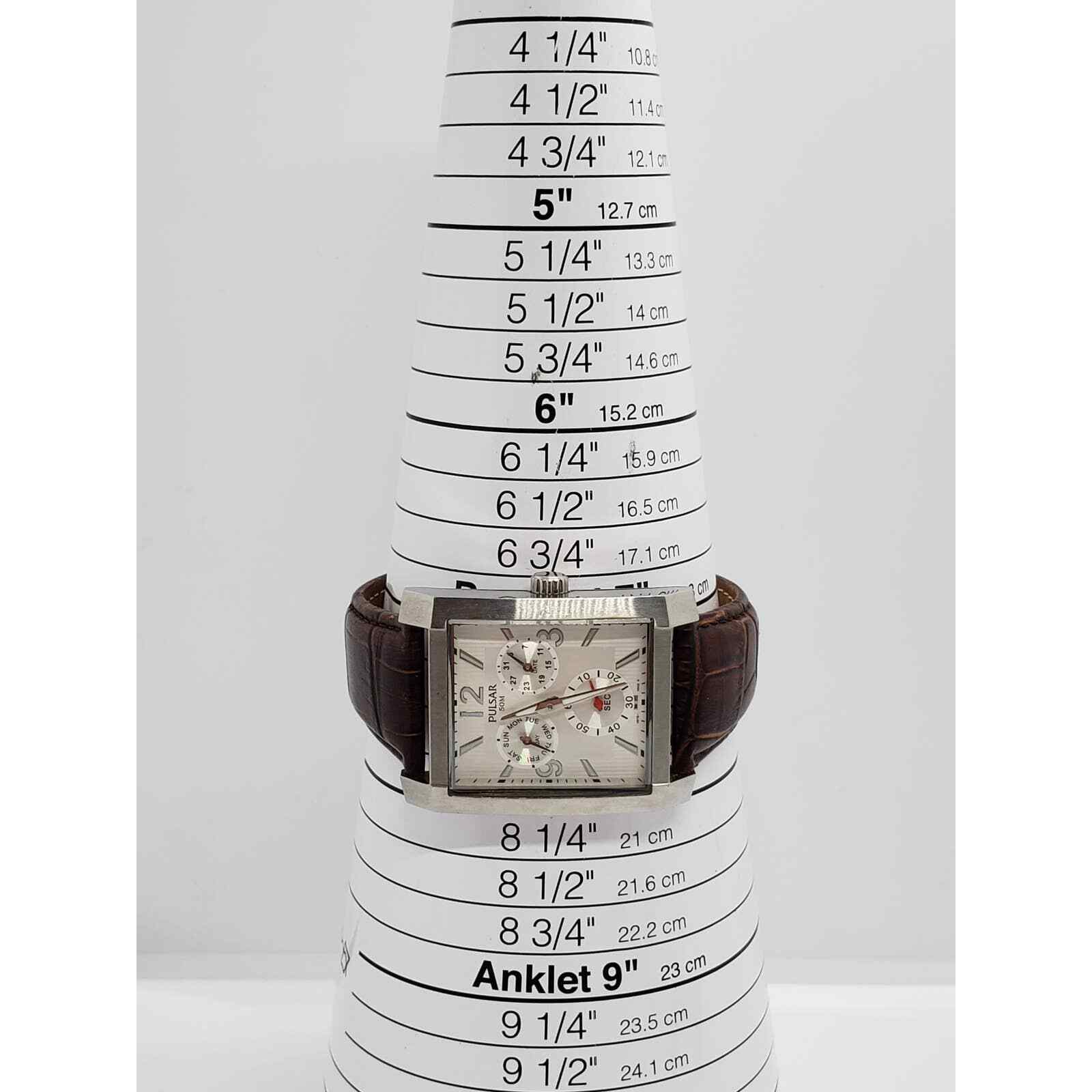 Men's Pulsar watch. Square multi function face. V… - image 9