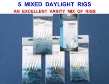 5 MIXED DAYLIGHT RIGS BOAT KAYAK SEA FISHING LURES COD POLLOCK MACKEREL FEATHERS