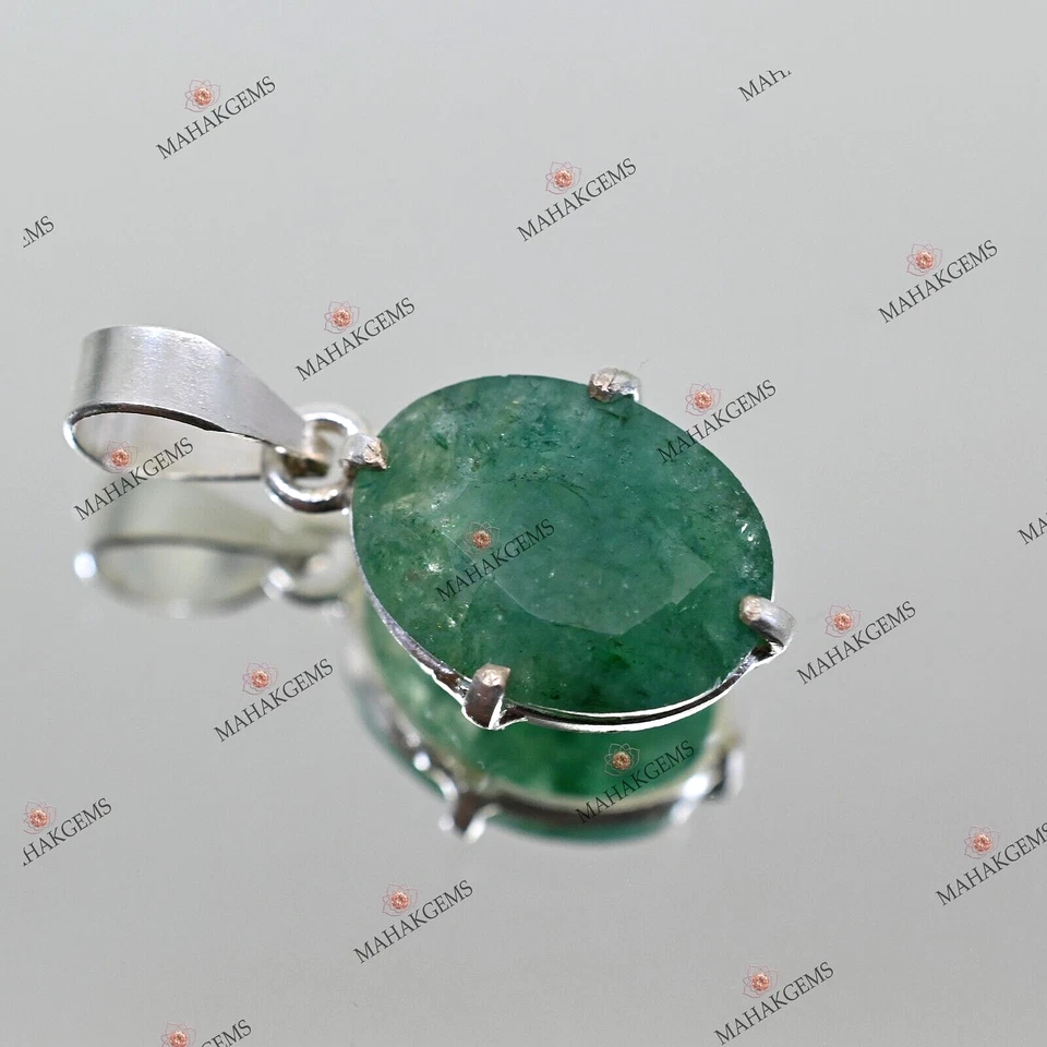Кулон из серебра 925 пробы с натуральным зеленым изумрудом 20 карат — сертифицированный элегантный драгоценный камень - Изображение 4 из 4