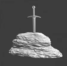 Northern Crusades Miniature Sword in Stone Excalibur Objective Marker DnD D&D 3D