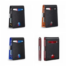 Mens Super Thin Wallet Smart RFID Blocking Slim Money Clip ID Credit Card Holder