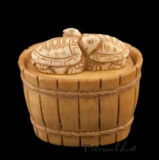 Figurine Tortue Unique - Statuette Sculptée en o s -  Boite à secret   #3550