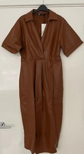 ZARA FAUX LEATHER WHISKY SHIRT DRESS SIZE S BNWT