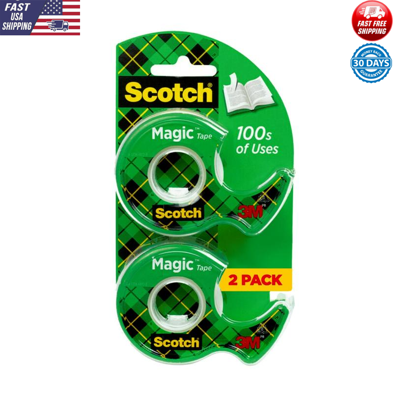 Invisible Tape Dispenser Rolls 2 Pack Clear Office School Repair Mending 600in-image