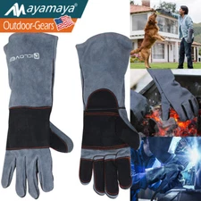 Animal Handling Gloves Leather Sleeve Bite Proof Dog Cat Bird Reptile Protection