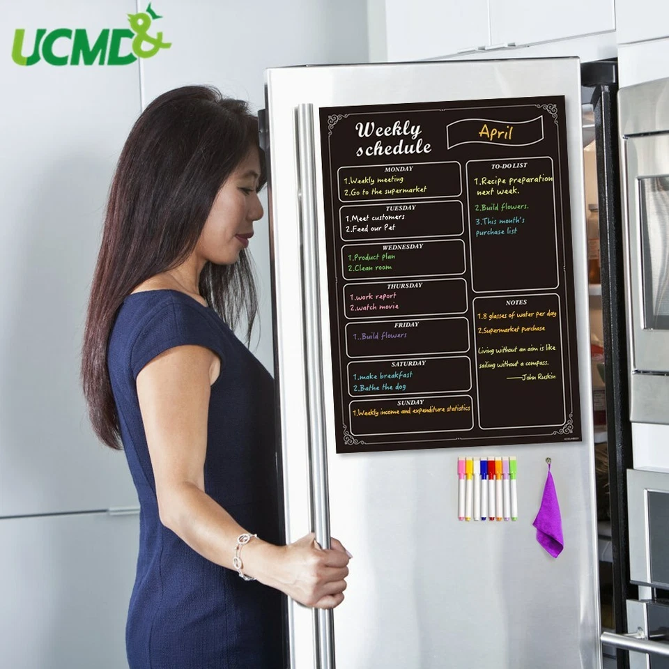 Weekly Schedule Plan Board Magnetic Refrigerator Chalkboard Meal Planner Sticker - Image 2 of 4