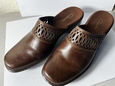 CLARKS brown slip on shoes-ladies 8