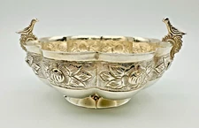 Vintage Sanborns Mexico Sterling Silver Footed Handmade Bowl - Bird Form Handles