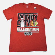 Reebok NHL Mens Chicago Blackhawks 2015 Windy City Celebration Shirt New M, XL