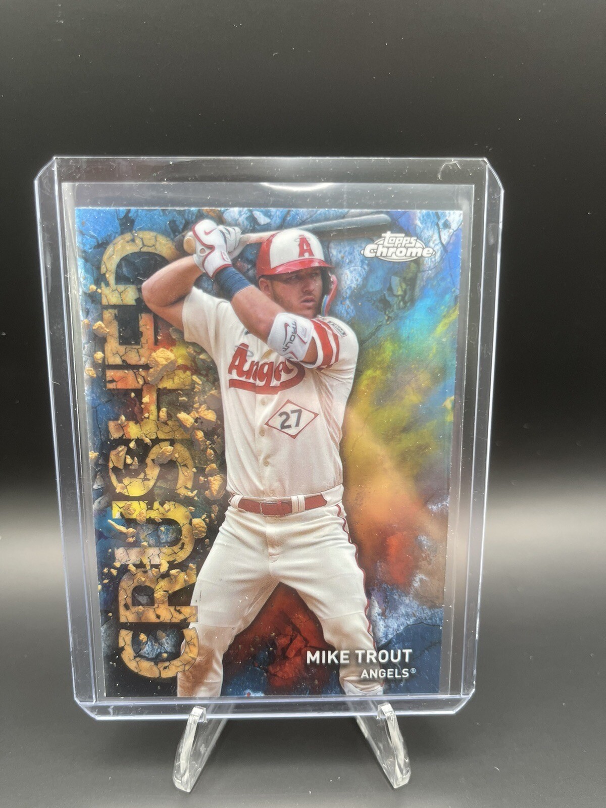 2023 Topps Chrome Update Crushed Mike Trout C-14 Case Hit! ANGELS FUTURE HOF