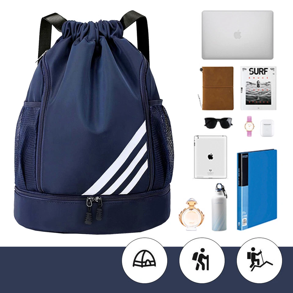 Blau Basketball-Rucksack Kordelzugbeutel wasserdicht Doppelreißverschluss leicht - Bild 2 von 4