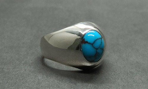 Anello Turchese Donna Naturale 4 Ct Egitto Feroza Argento Sterling 925 Fatto a Mano - Foto 7 di 12