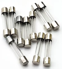 Lot of 10 Bussmann MDL1 250 Volt 1 Amp Slow Blow 1/4" x 1-1/4" Glass Fuses