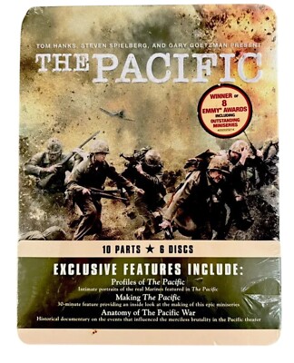 The Pacific 6 Disc DVD Set Metal Tin W/ Exclusive Features,Spielberg, Hanks, NEW