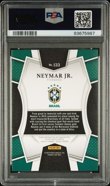 Neymar Jr 2016 Panini Select Multi Color Prism Soccer Card #133 Graded PSA 10 view 2