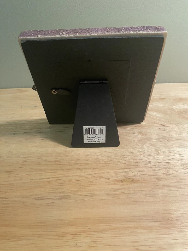 Religious Cement Picture Frame W/silver Cross & Blue Gem 5x5 - Image 2 of 2