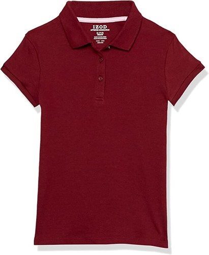 IZOD BURGUNDY Girls' School Uniform Short Sleeve Polo Shirt, US 6X