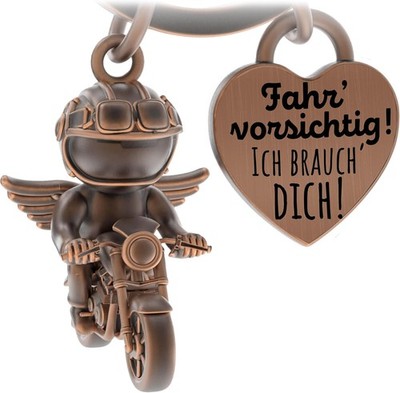 LANOLU Motorrad Schlüsselanhänger Engel, Biker fahr vorsichtig, Motorrad G
