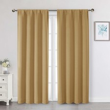 Gold Blackout Curtains for Bedroom Living Room 72 Inches Long 2 Panels Set, S...
