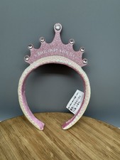 Disney Cruise Royal Court Royal Tea White Pink Sequin Headband NO-MESS Glitter