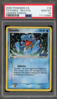 Pokemon Totodile EX Unseen Forces Reverse Holo #78 PSA 10 Gem Mint