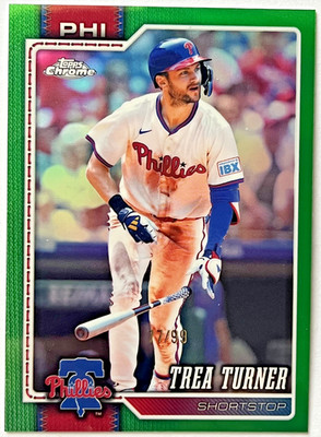 🔥2026 Topps Chrome Green Refractor 77/99 #5 Trea Turner Philadelphia Phillies🔥