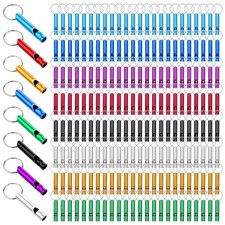200Pcs Aluminum Emergency Whistle Keychain Multicolor Bulk