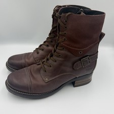 Taos Crave Boots Womens Size 42 Bordeaux Leather Suede Side Zip Heeled Combat