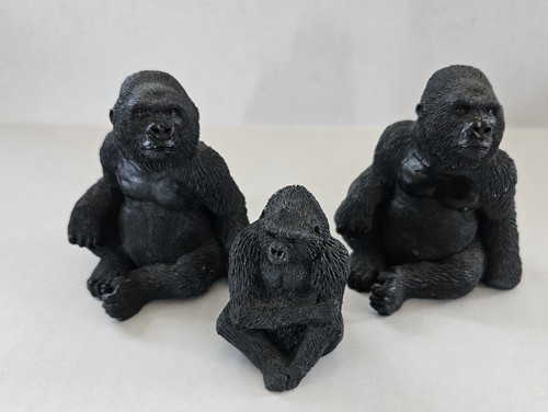 Living Stone Critters Gorilla Figurines Adults 3.5"/Baby 2.5" Lot of 3