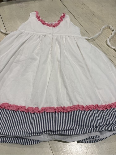 Hartstrings Smocked Dress Girls 6 White Pink Blue~Roses & Ruffles - Picture 18 of 23