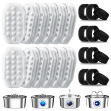 12 Pack Cat Water Fountain Filters with 12 Pack Pre-Filter Sponges, Pet Fount...