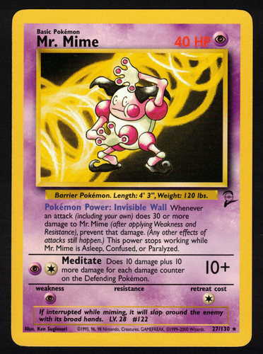 Mr. Mime 27/130 Base Set 2 Rare LP Pokemon Card