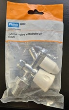 WHITE ANGLED MANUAL RADIATOR VALVE WITH DRAIN-OFF 10MM X 1/2" CHROME PLATED