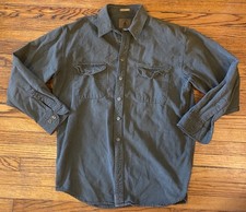 Vintage St Johns Bay Chamois Cloth Flannel LS Button Shirt Men's LT Olive Green