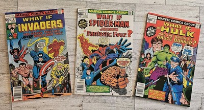 Lot of 3 What If? #1, #2 #4 1977 Spider-Man Fantastic Four Hulk Invaders 