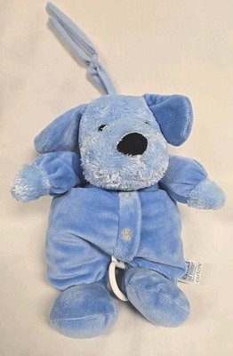 Carters Child of Mine Blue Dog Musical Plush Pull Crib Toy Rock A Bye Baby 10''