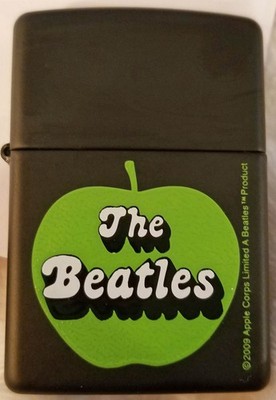 Zippo Lighter 2009 The Beatles Green Apple Logo, Black Matte on 