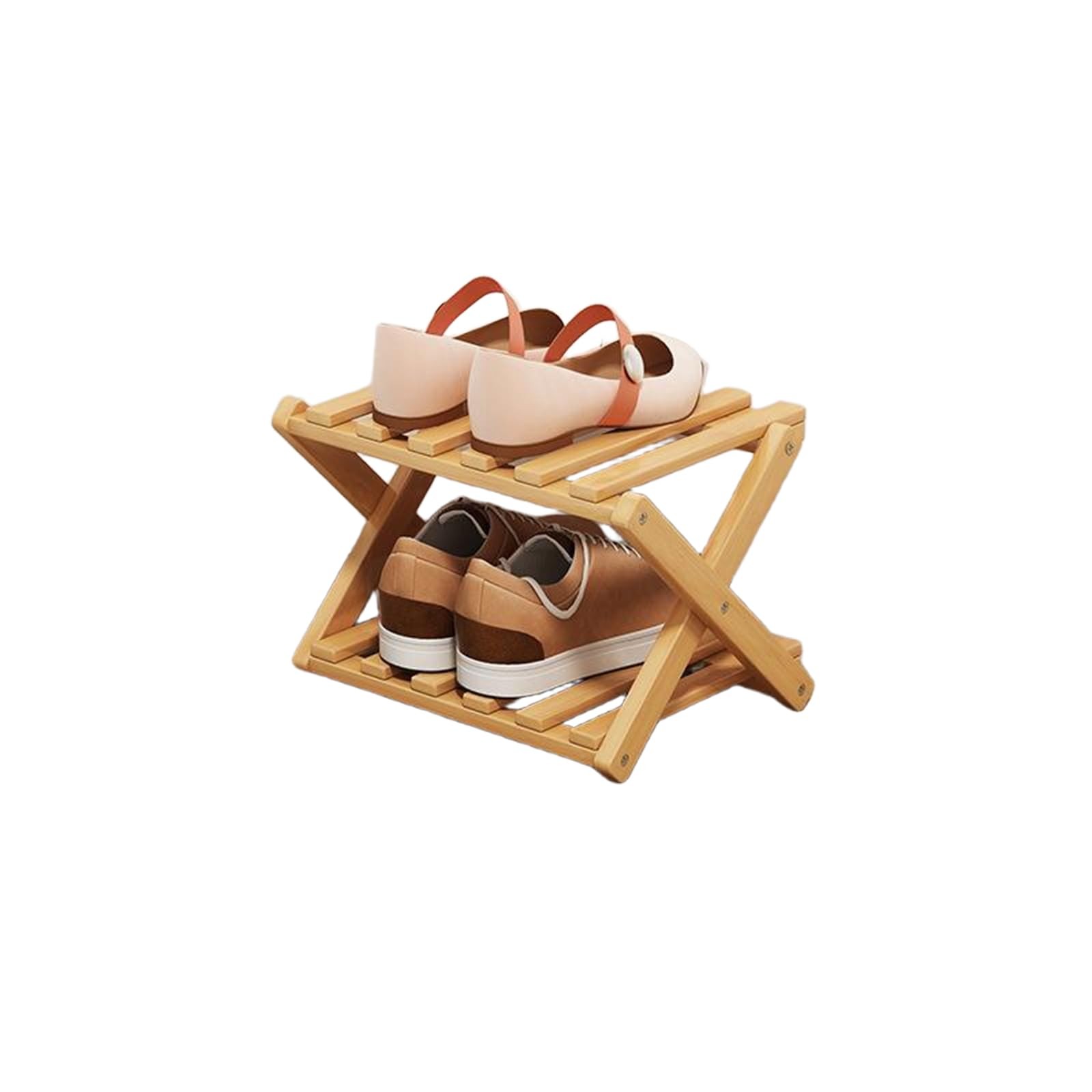 Bamboo Shoe Rack for Entryway, Free Standing Closet Shelf with Wide Storage Space