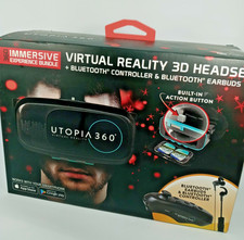 Utopia ReTrak 360 Degree 3D VR Headset Bundle Bluetooth Earbuds  Controller NIB