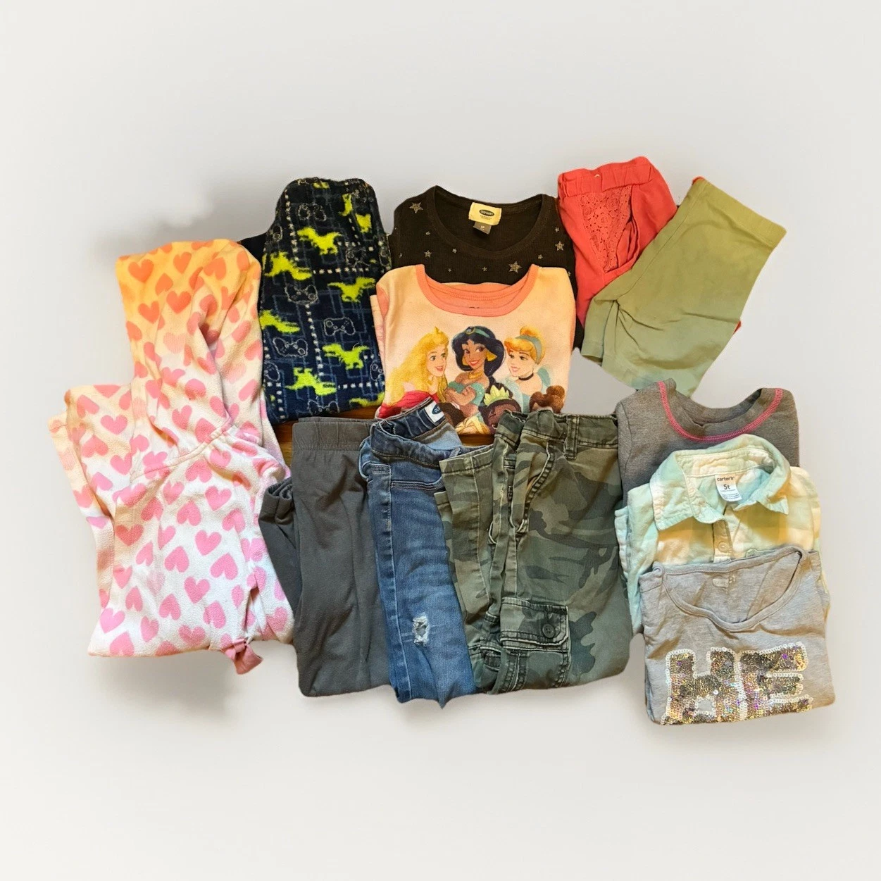 Girls 4/5 Clothing Lot 12 Pieces Pants Pajamas Shirts Shorts