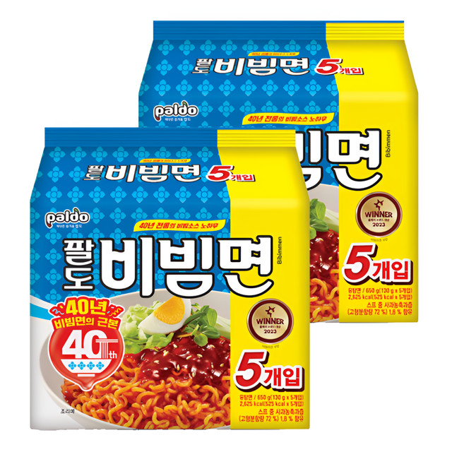 Paldo Bibim Men Korean Spicy Sweet Cold Noodles 130g x 10 Packs Bibimmen