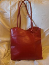 Vera Pelle "Patty" Leather Convertable Crossbody Bag Red Made In Italy
