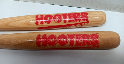 Hooters Restaurant 18" Wooden Advertising Baseball Bat LOT of 2 VGC