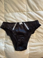 VTG Black Satin Bikini Panties Size L