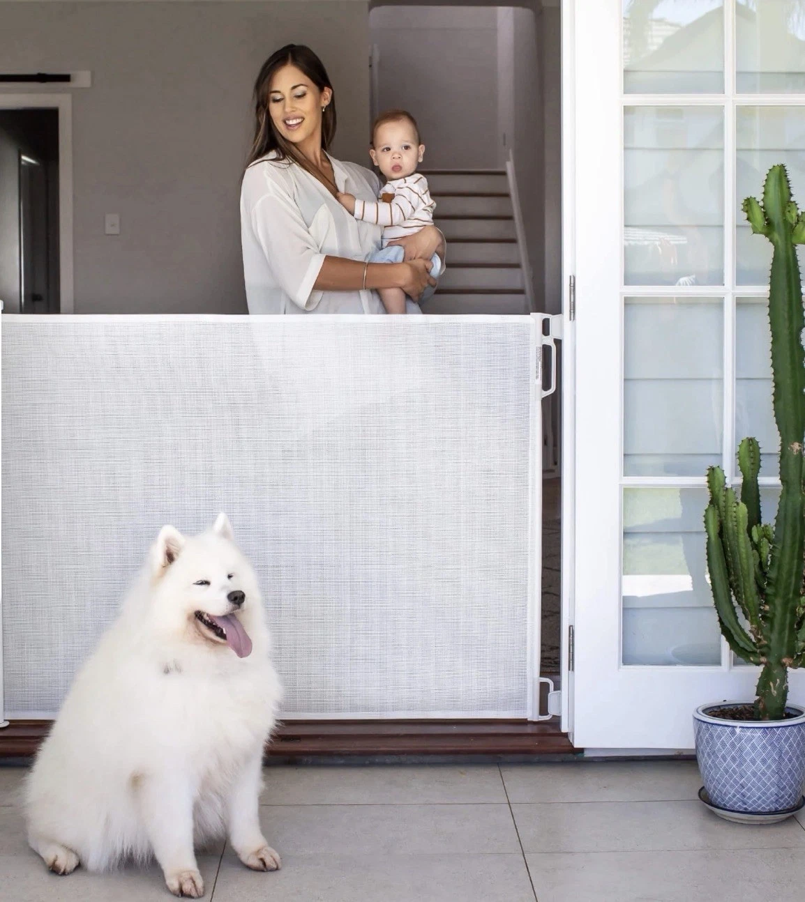 Perma Child Safety Safety Extra Tall White Retractable Gate INDOOR/OUTOOR