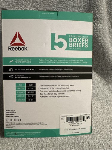 Boys Performance Boxer Briefs Reebok Size X-Large (16/18) 5 Pack - Picture 2 of 4