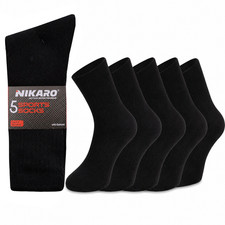 Nikaro 5 Pairs Sports Socks Men Women, UK Size 6-11, Cotton Blend Crew Socks